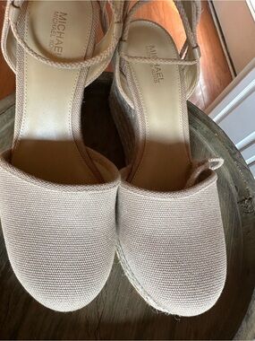 MICHAEL Michael Kors Blush Canvas Espadrille Wedge Sandals